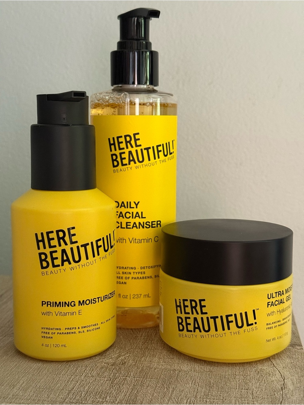Here Beautiful! BUNDLE!! Facial Cleanser, Facial Gel & Priming Moisturizer